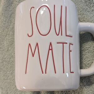 Rae Dunn White Mug with Red 'Soul Mate' Text